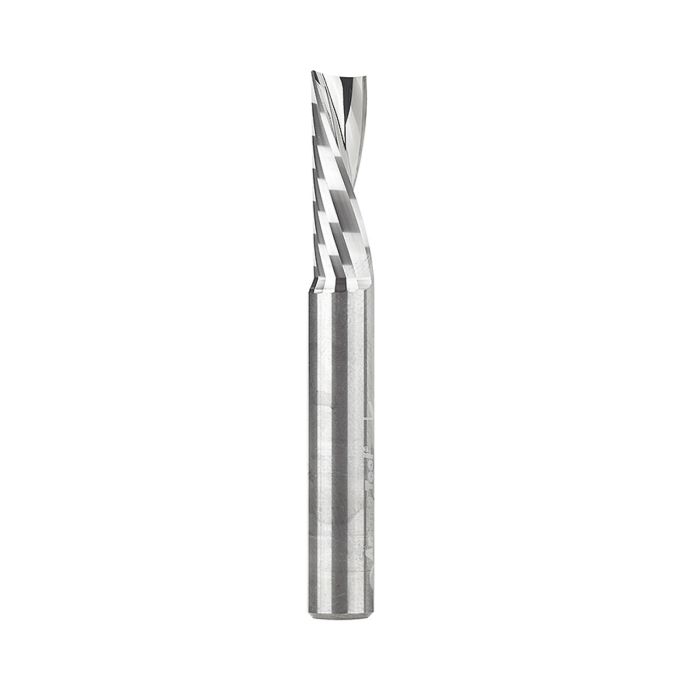 Amana tool 51504 CNC SC Spiral O Single Flute, Plastic Cutting 1/4 D x 3/4 CH x 1/4 SHK x 2 Inch Long Down-Cut Router Bit with Mirror Finish