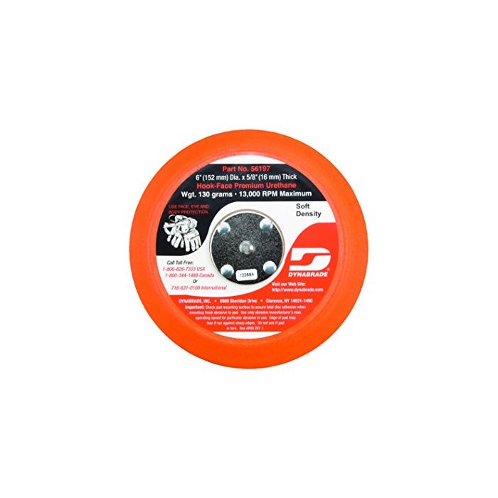 Dynabrade 56197 6" (152 mm) Dia. Non-Vacuum Disc Pad, Hook-Face, Short Nap