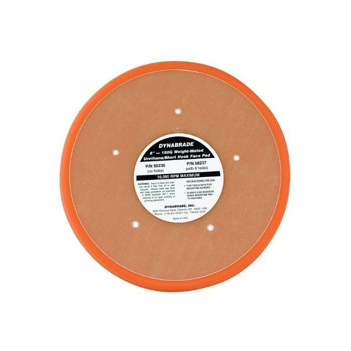 Dynabrade 56236 8" (203 mm) Dia. Non-Vacuum Disc Pad,  Hook-Face, Short Nap