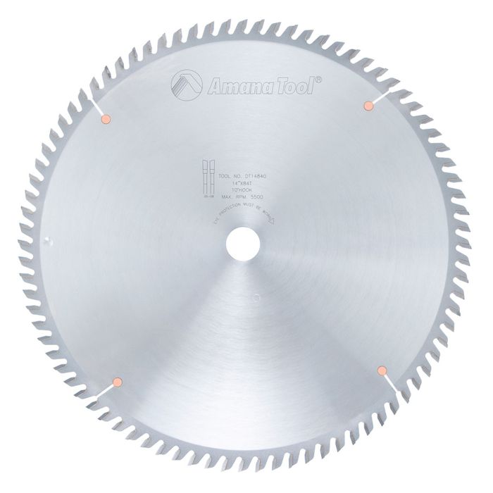 Amana tool DT14840 Carbide Tipped Sliding Table Saw 14 Inch D x 84T ATB, 10 Deg, 1 Inch Bore, Circular Saw Blade