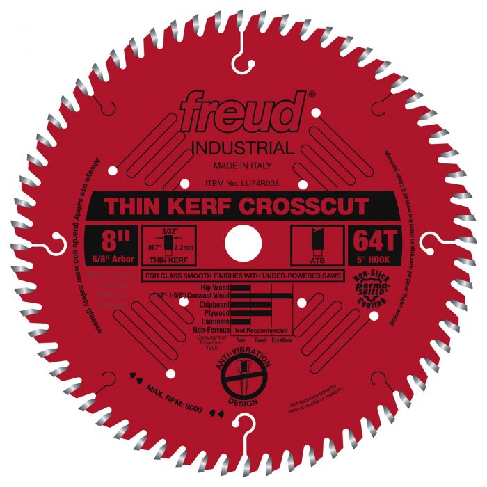 Freud LU74R008 8" Thin Kerf Ultimate Cut-Off Blade