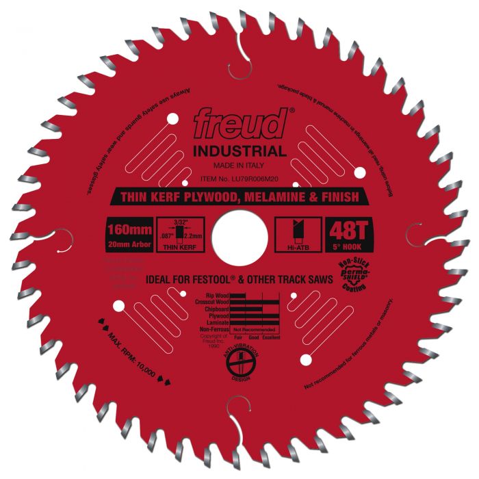 Freud LU79R006M20 160mm Thin Kerf Ultimate Plywood & Melamine Blade