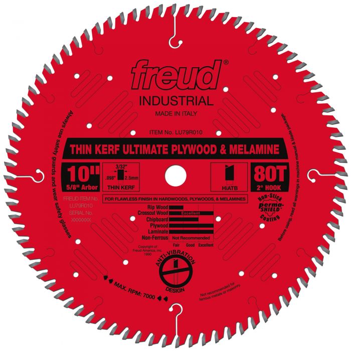 Freud LU79R010 10" Thin Kerf Ultimate Plywood & Melamine Blade