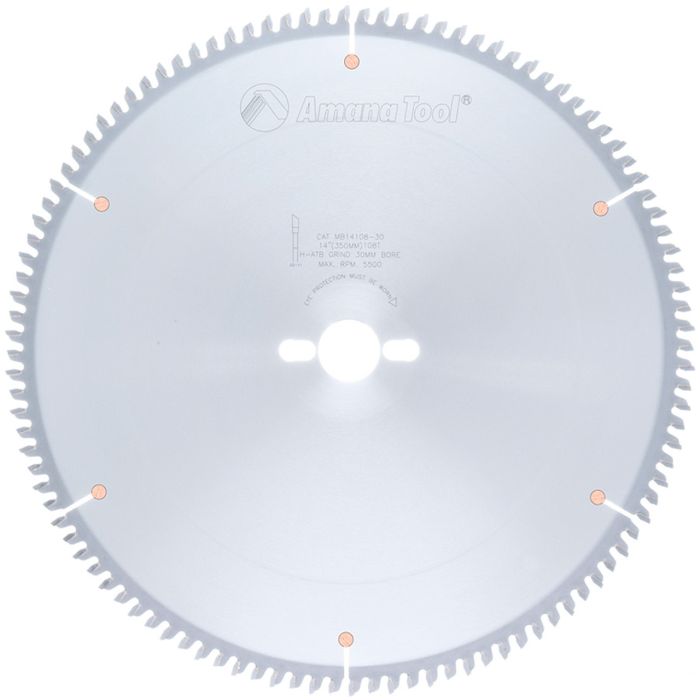 Amana tool MB14108-30 Carbide Tipped Double-Face Melamine 14 Inch D x 108T H-ATB, -6 Deg, 30MM Bore, Circular Saw Blade