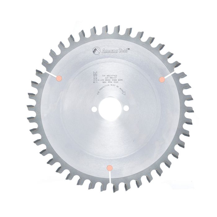Amana tool MB220T420 Carbide Tipped Double-Face Melamine 220MM D x 42T H-ATB, -6 Deg, 30MM Bore, Circular Saw Blade