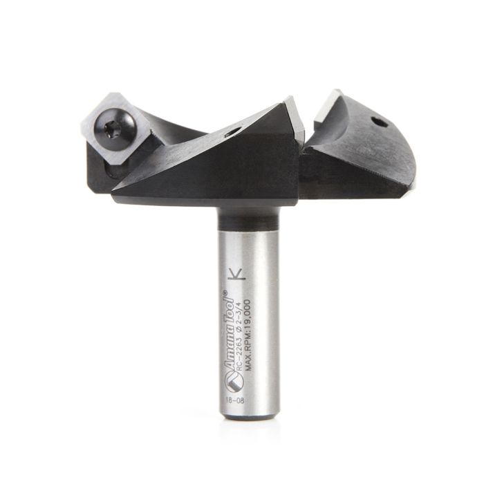 Amana tool RC-2263 CNC Spoilboard Insert Carbide 3 Wing, Surfacing, Planing, Flycutting & Slab Leveler 2-3/4 Diameter x 1/2 SHK Router Bit