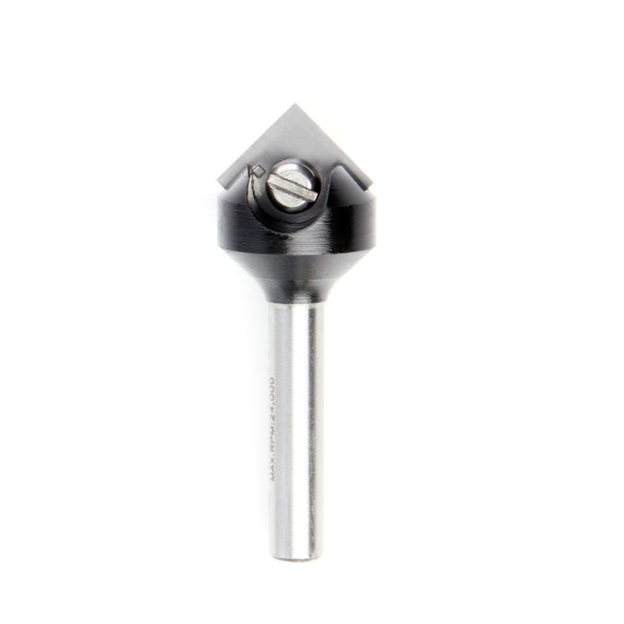 Amana tool RC-45711-M In-Tech Insert Carbide V Groove 90 Deg x 17.6mm D x 8.5mm CH x 6mm SHK Single Flute Router Bit
