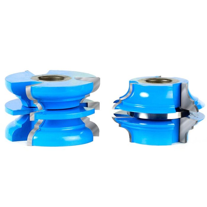 Amana tool SC590 2-PC Carbide Tipped 3-Wing Stile & Rail Bead & Cove Exterior Door 2-7/8 D x 1-3/4 CH x 21/64 R x 1/2 & 3/4 Bore Shaper Cutter Set for 1-3/4 Material