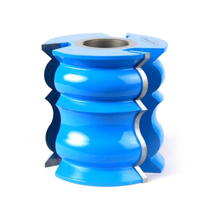Amana tool SC660 Carbide Tipped 3-Wing Crown Molding 9/16 R x 45 Deg Angle x 3-1/2 D x 3-1/2 CH x 1 & 1-1/4 Bore Shaper Cutter